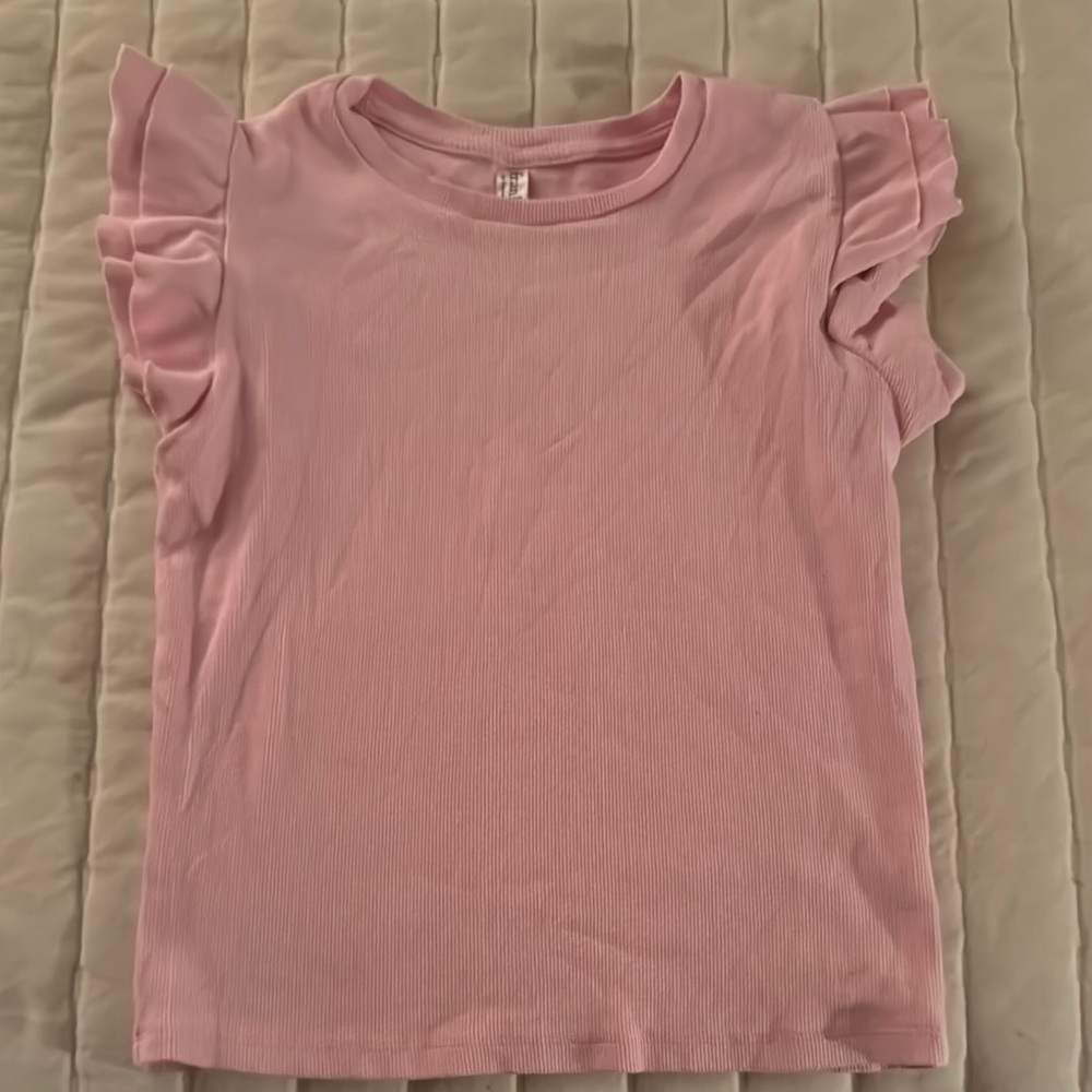 Pink Ruffled Sleeve Kids Top
